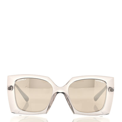 Chanel 18K White Gold Mirror Square Sunglasses 6051 Gray 2 of 6