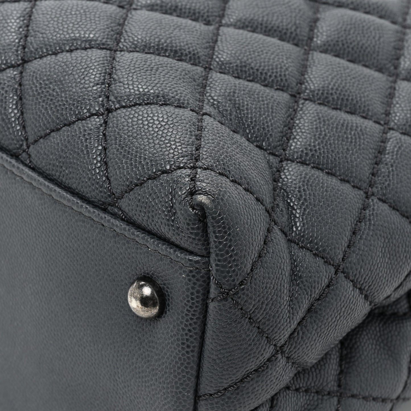 Caviar Lizard Quilted Large Coco Handle Flap Grey