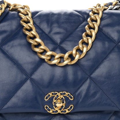 Chanel Goatskin Quilted Maxi Chanel 19 Flap Blue 10 of 10