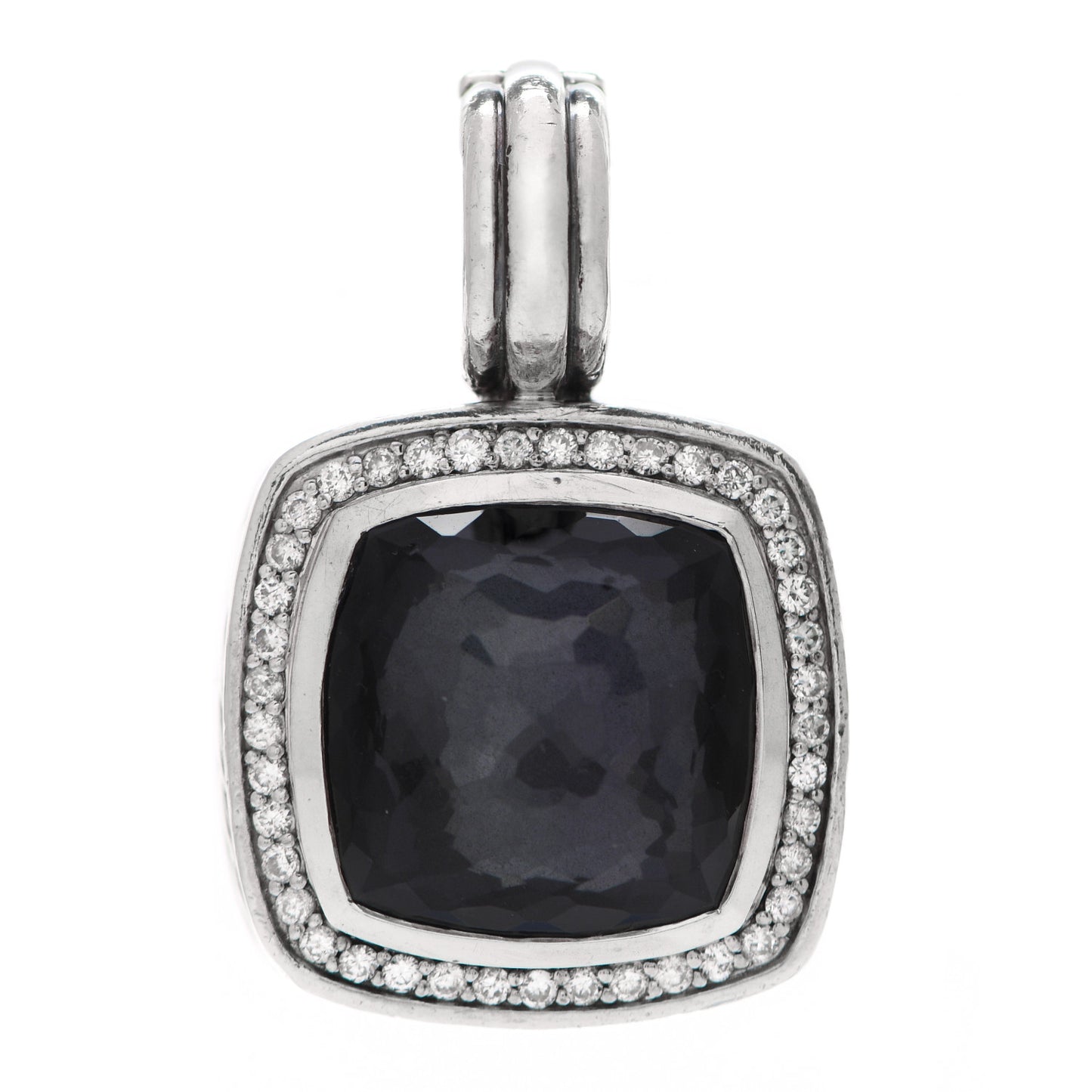 Sterling Silver Diamond Black Orchid 14mm Albion Enhancer Pendant
