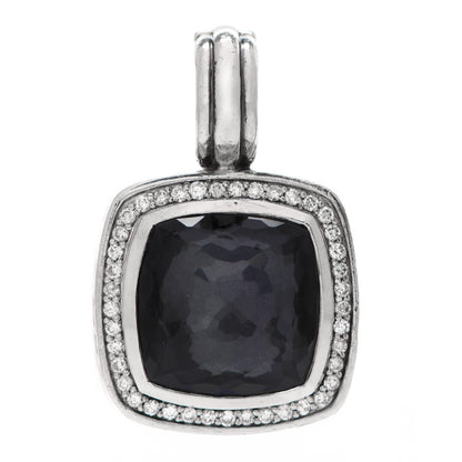 David Yurman Sterling Silver Diamond Black Orchid 14mm Albion Enhancer Pendant 1 of 4