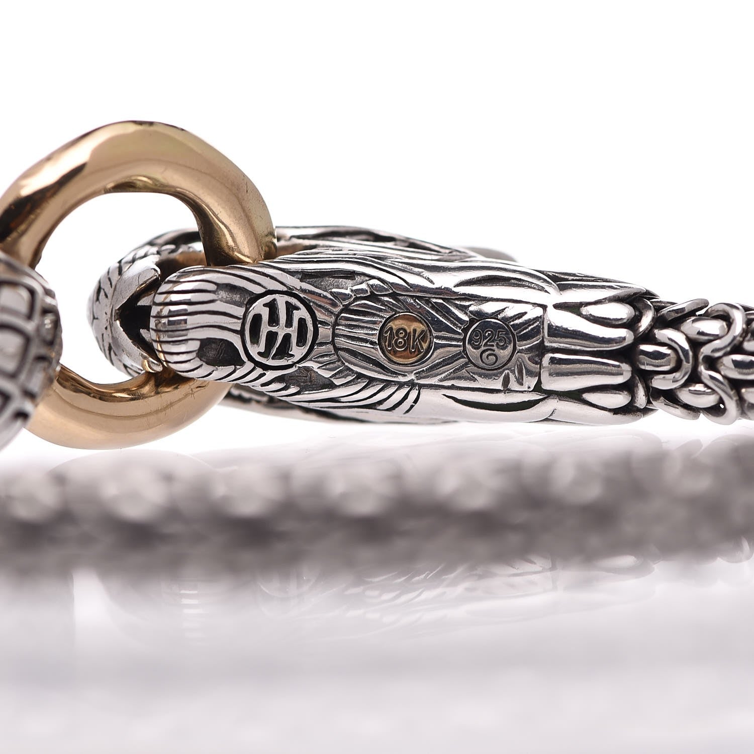 John Hardy Sterling Silver 18K Yellow Gold 6mm Naga Dragon Bracelet 6 of 7