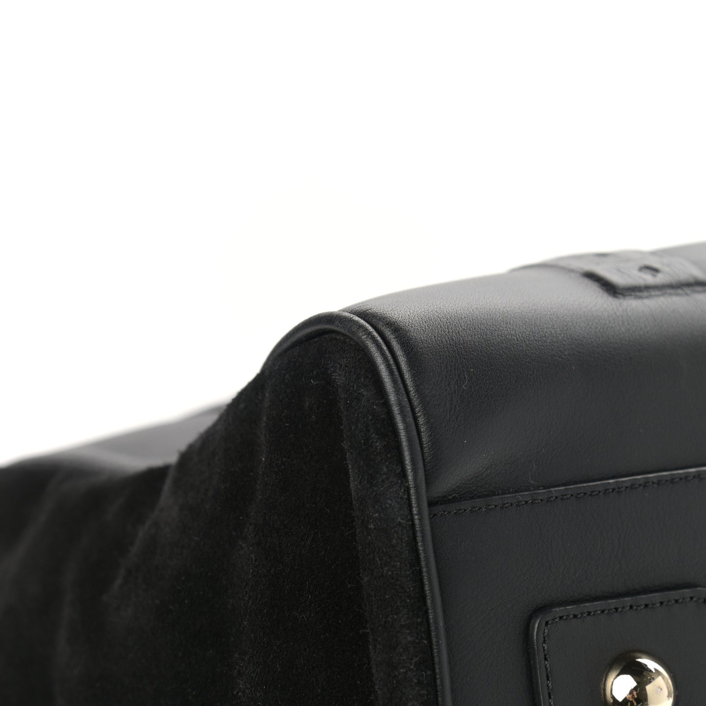 Calfskin Suede Maisie Clipper Satchel Black