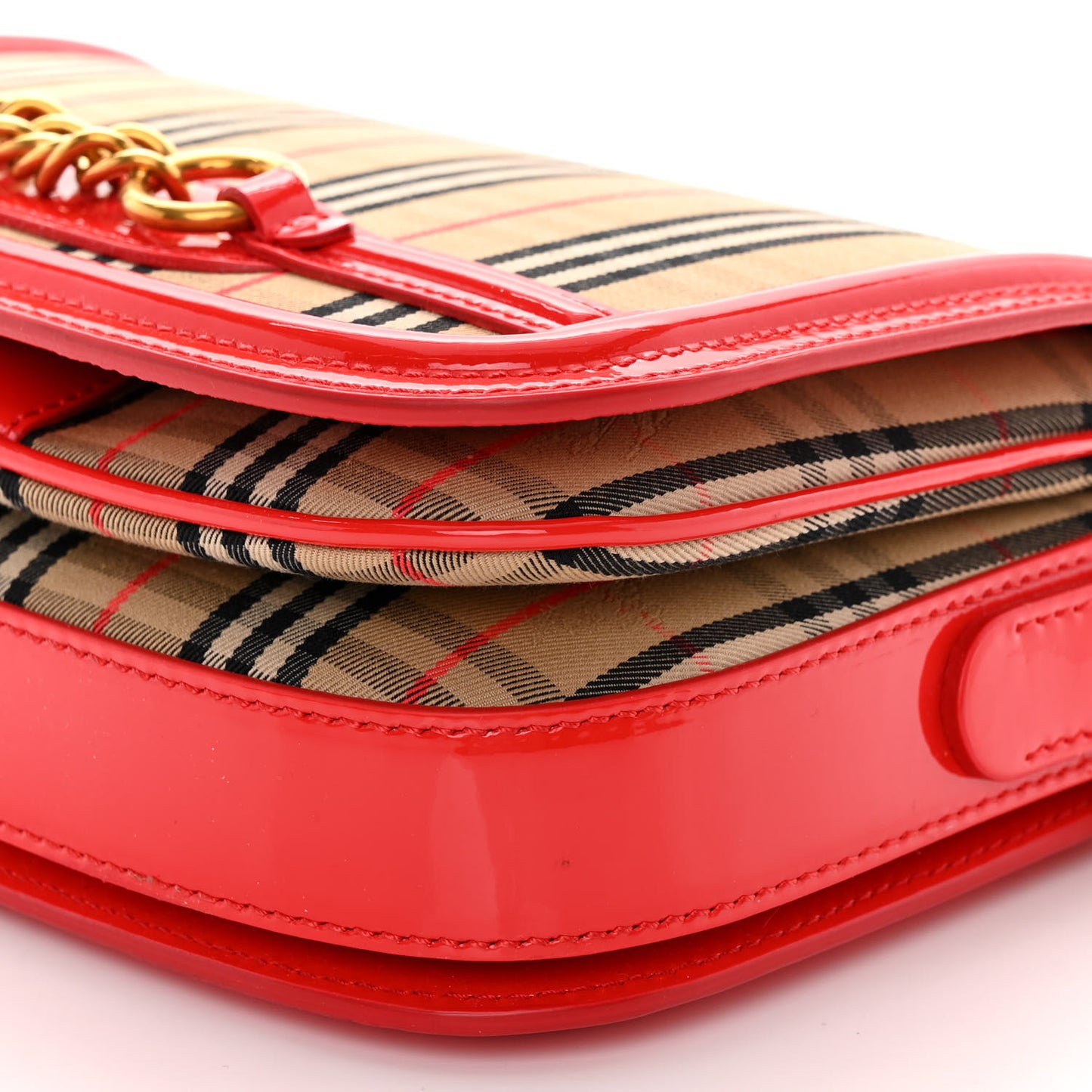 Patent 1983 Knight Check Link Shoulder Bag Bright Red