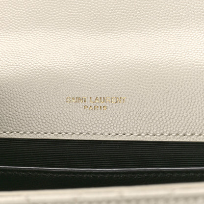 Saint Laurent Grain De Poudre Textured Mixed Matelasse Triquilt Medium Monogram Satchel Crema Soft 12 of 21