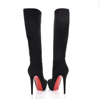 Christian Louboutin Suede Bianca Botta 140 Knee Boots 39.5 Black 6 of 11