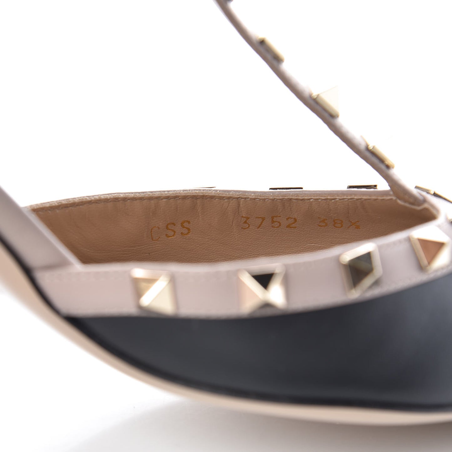 Calfskin Nappa Rockstud Ankle Strap 65mm Pumps 38.5 Black Poudre