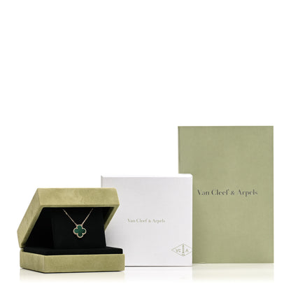 Van Cleef & Arpels 18K Yellow Gold Malachite Vintage Alhambra Pendant Necklace 5 of 5