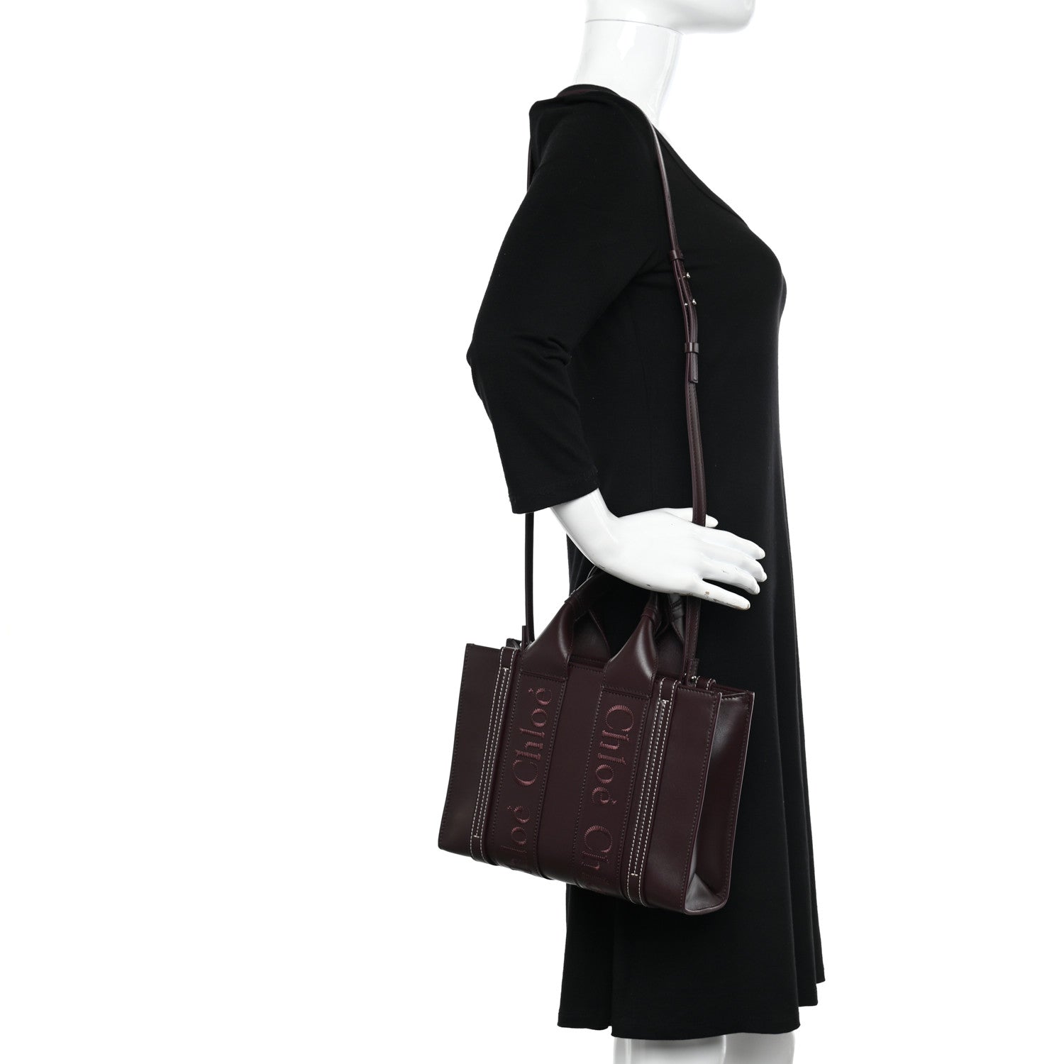 Chloe Calfskin Small Woody Tote Deep Violine 2 of 10
