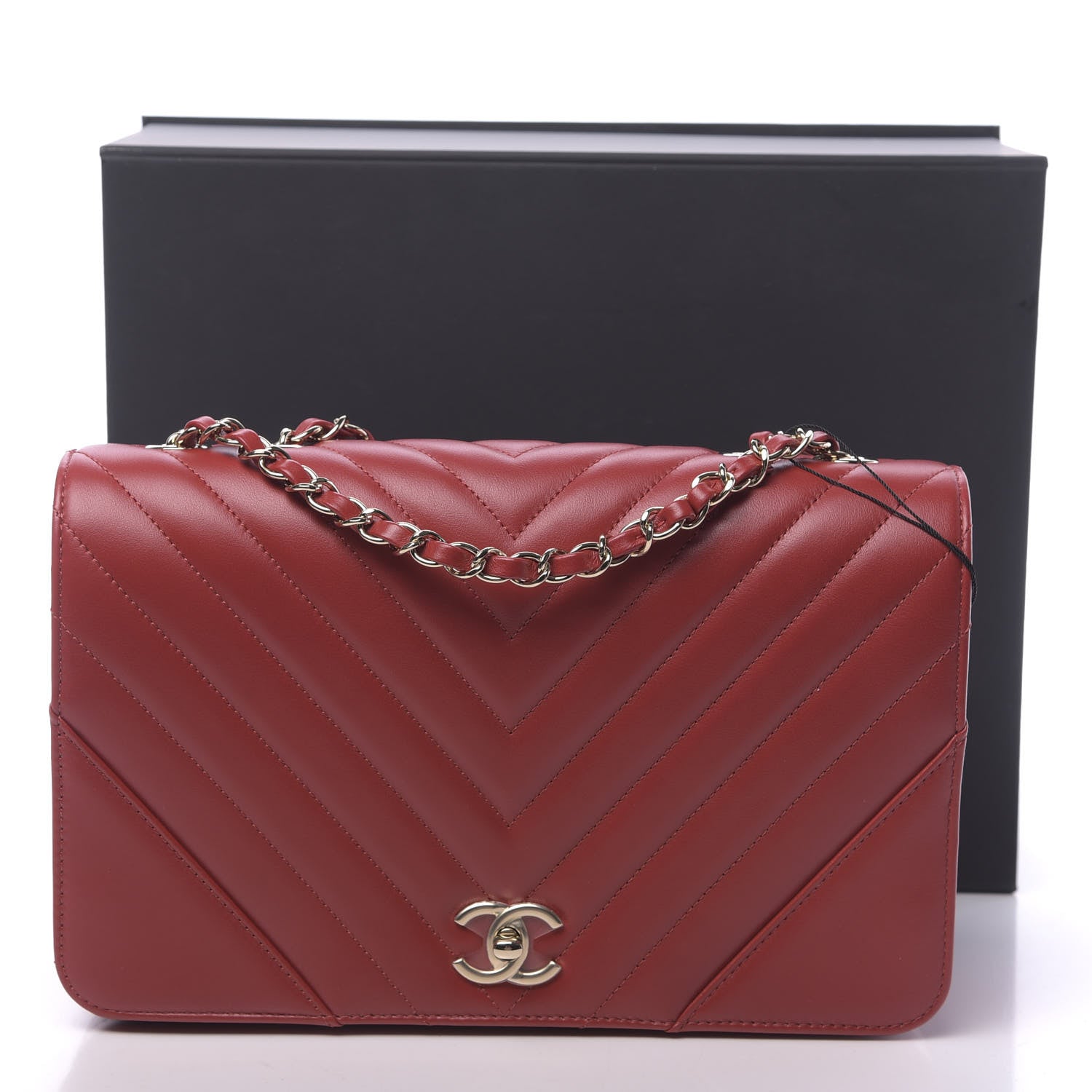 Chanel Calfskin Chevron Quilted Large Statement Flap Red 11 of 11