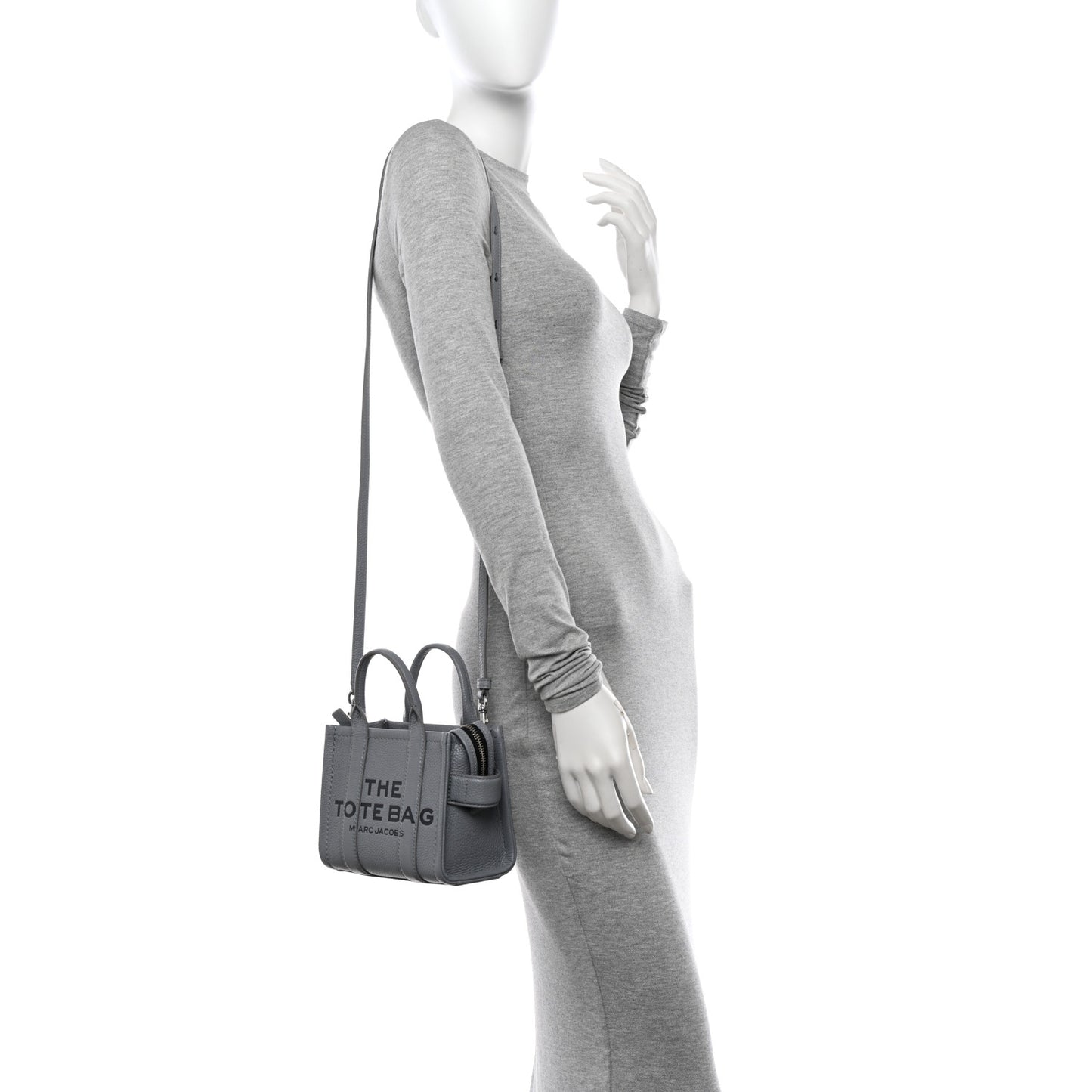 Grained Calfskin Mini The Tote Bag Grey