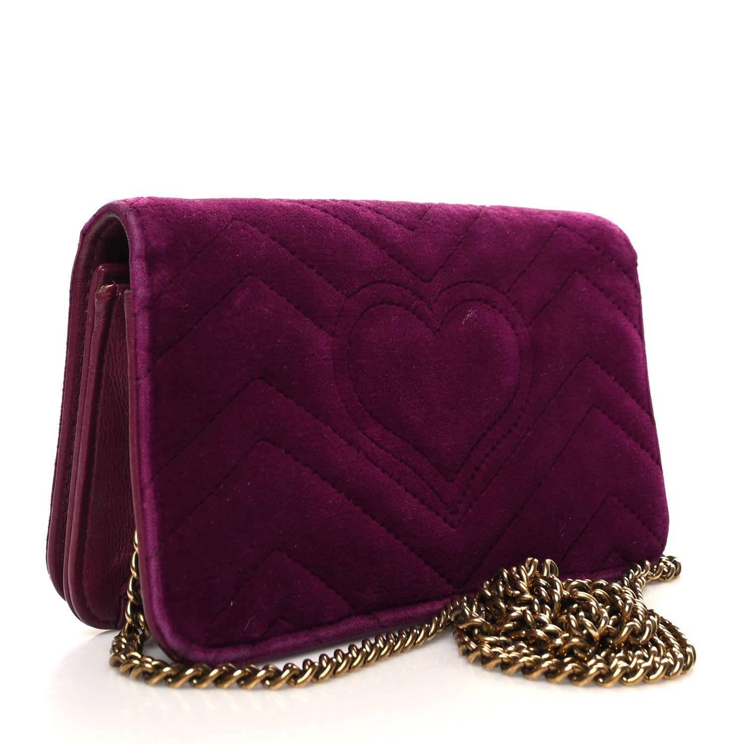 Gucci Velvet Matelasse GG Marmont Mini Bag Fuchsia Violet Cyclamen 3 of 14