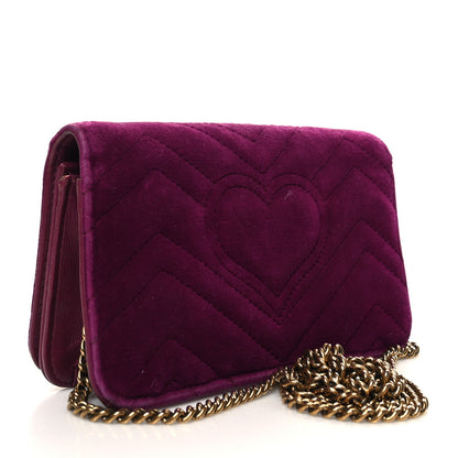 Gucci Velvet Matelasse GG Marmont Mini Bag Fuchsia Violet Cyclamen 3 of 14
