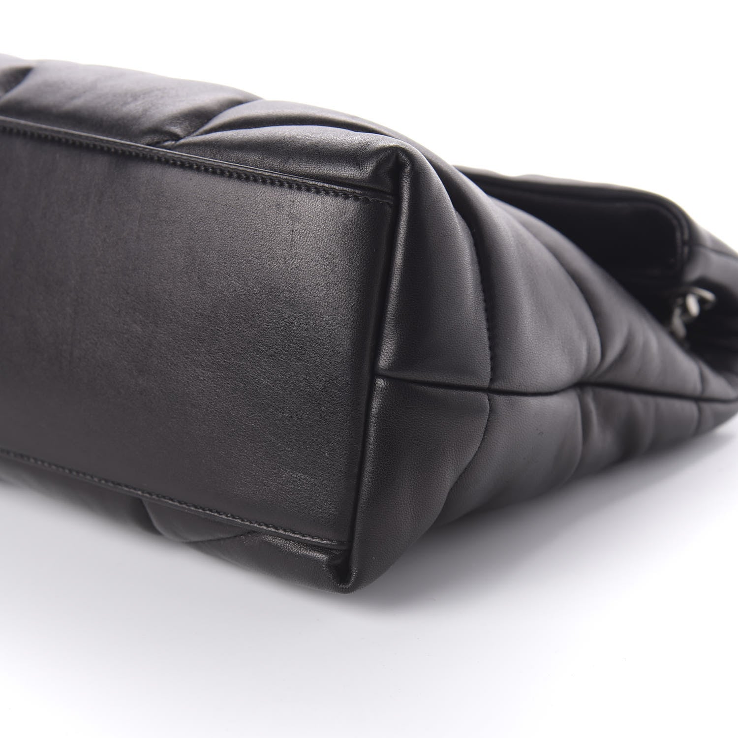 Saint Laurent Lambskin Quilted Medium Loulou Puffer Monogram Chain Satchel Black 7 of 9