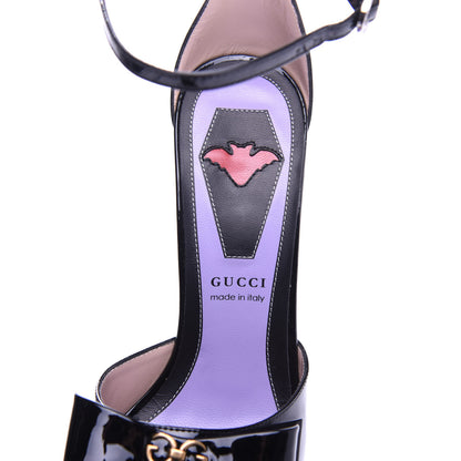 Gucci Patent Crystal GG Bow Sadie Spike Ankle Strap d'Orsay Platform High Heel Pumps 36 Black 8 of 10