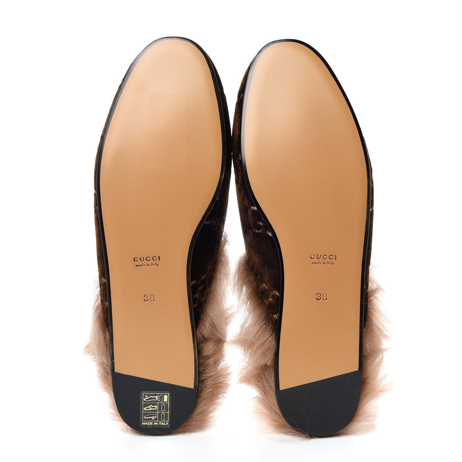 Gucci Velvet GG Monogram Fur Womens Princetown Slippers 38 Brown Black Natural 5 of 8