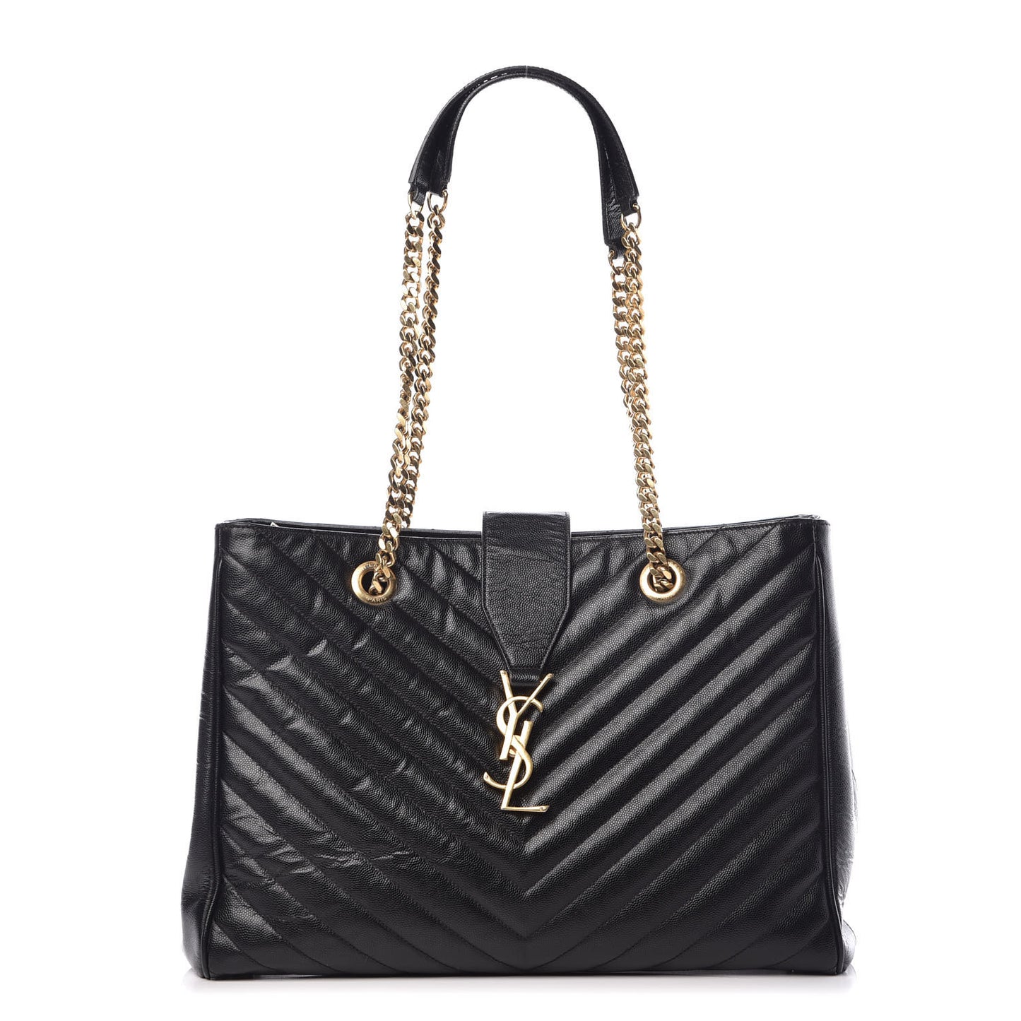 Grain De Poudre Matelasse Chevron Monogram Shopping Bag Black