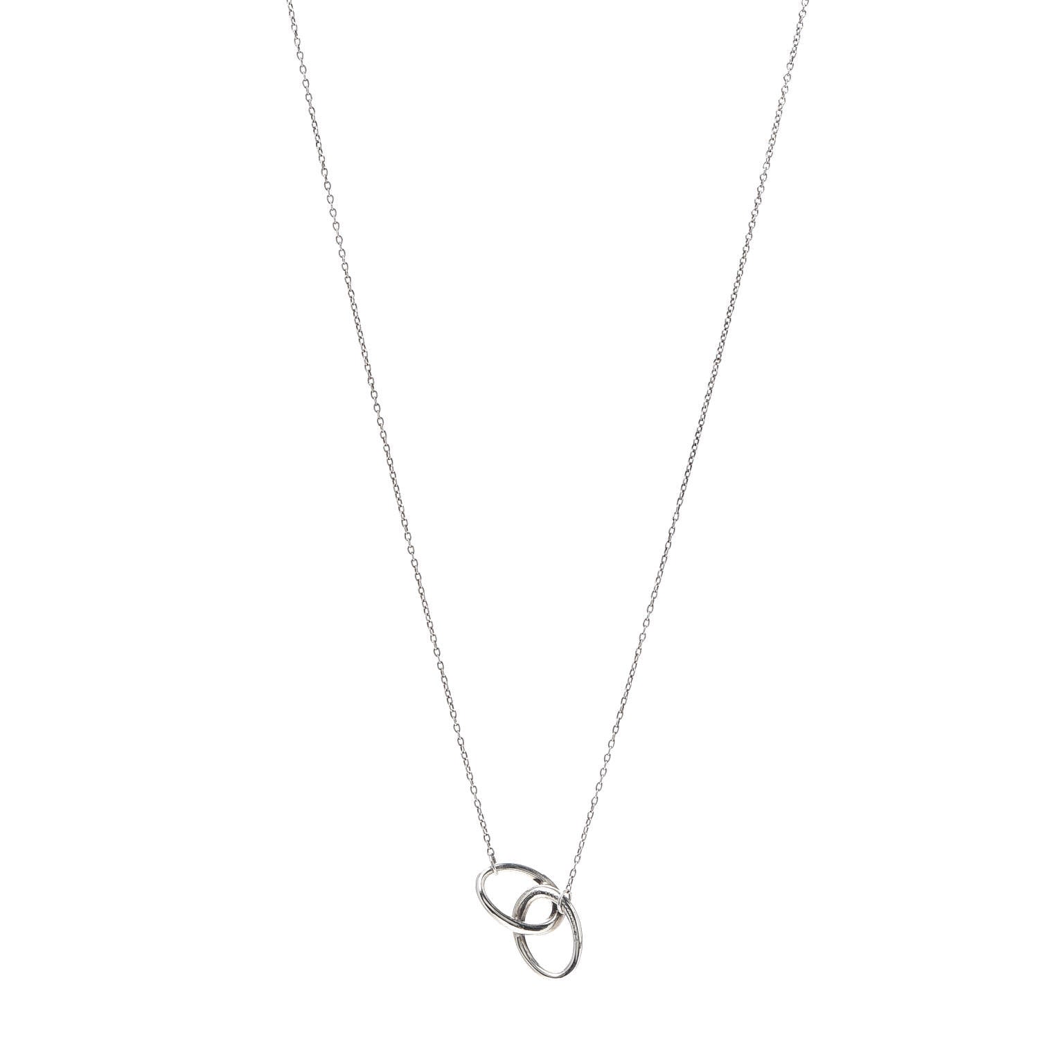 Tiffany Sterling Silver Elsa Peretti Interlocking Ovals Pendant Necklace 1 of 4