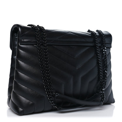 Saint Laurent Calfskin Y Quilted Monogram Monochrome Medium Loulou Chain Satchel Black 3 of 10