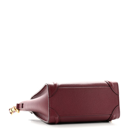 Celine Drummed Calfskin Nano Luggage Burgundy 4 of 12