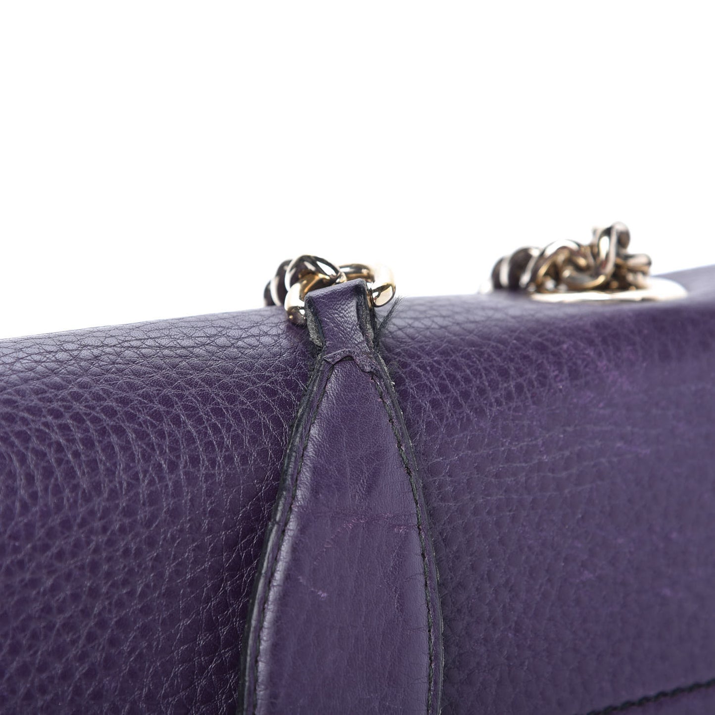 Pebbled Calfskin Medium Emily Chain Shoulder Bag Purple