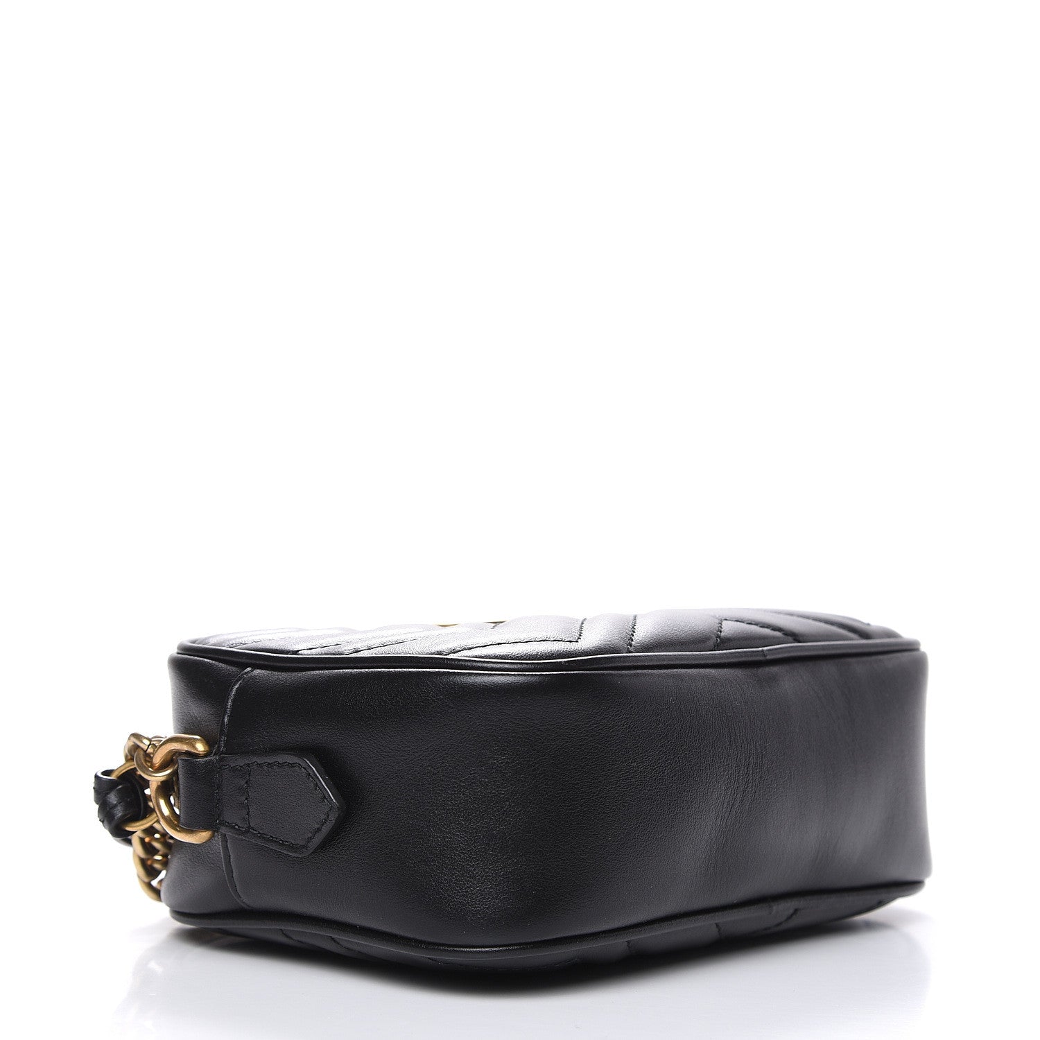 Gucci Calfskin Matelasse Mini GG Marmont Chain Shoulder Bag Black 4 of 9