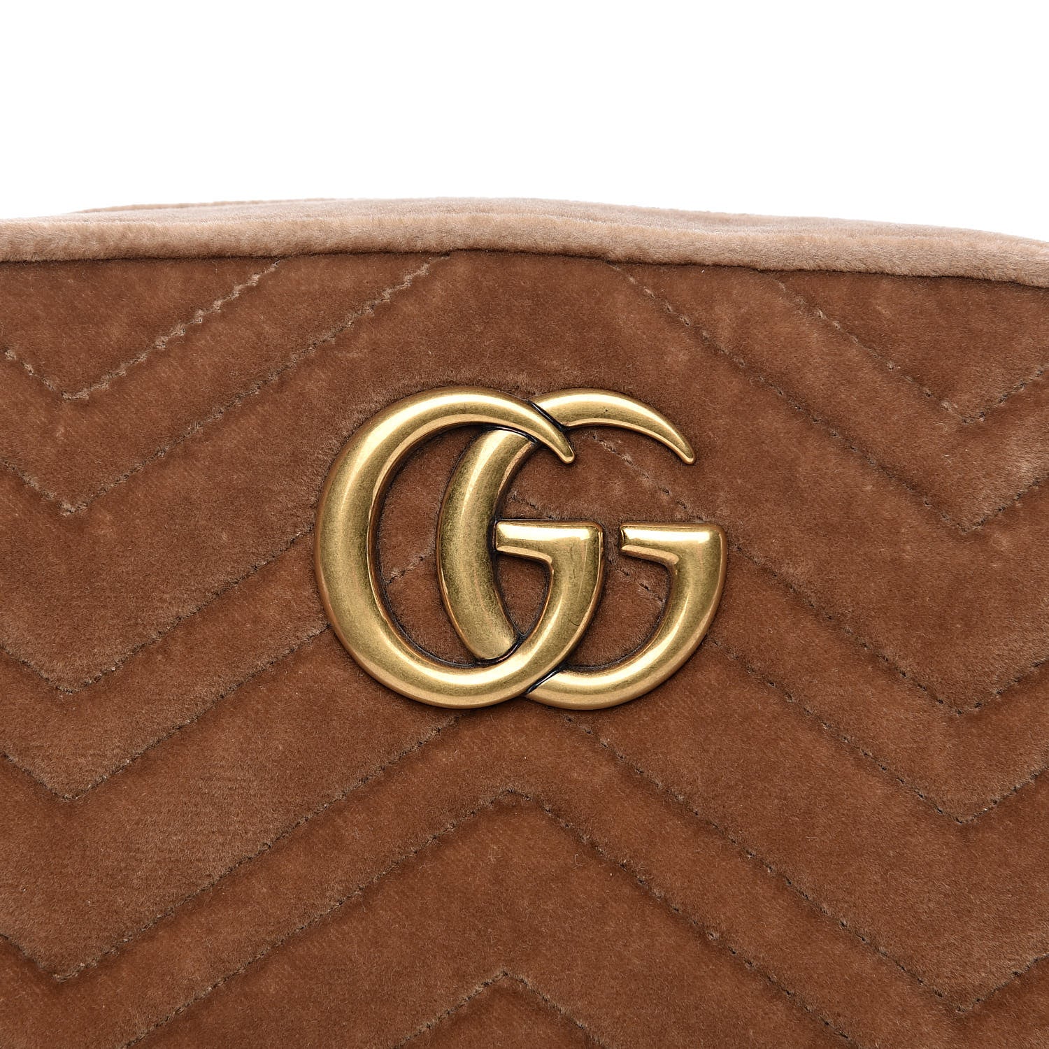 Gucci Velvet Matelasse Small GG Marmont Chain Shoulder Bag Taupe 8 of 10