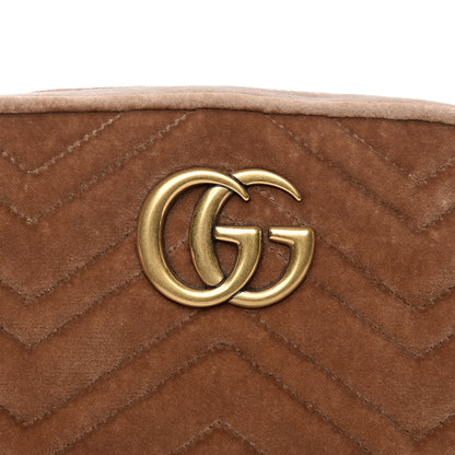 Gucci Velvet Matelasse Small GG Marmont Chain Shoulder Bag Taupe 8 of 10