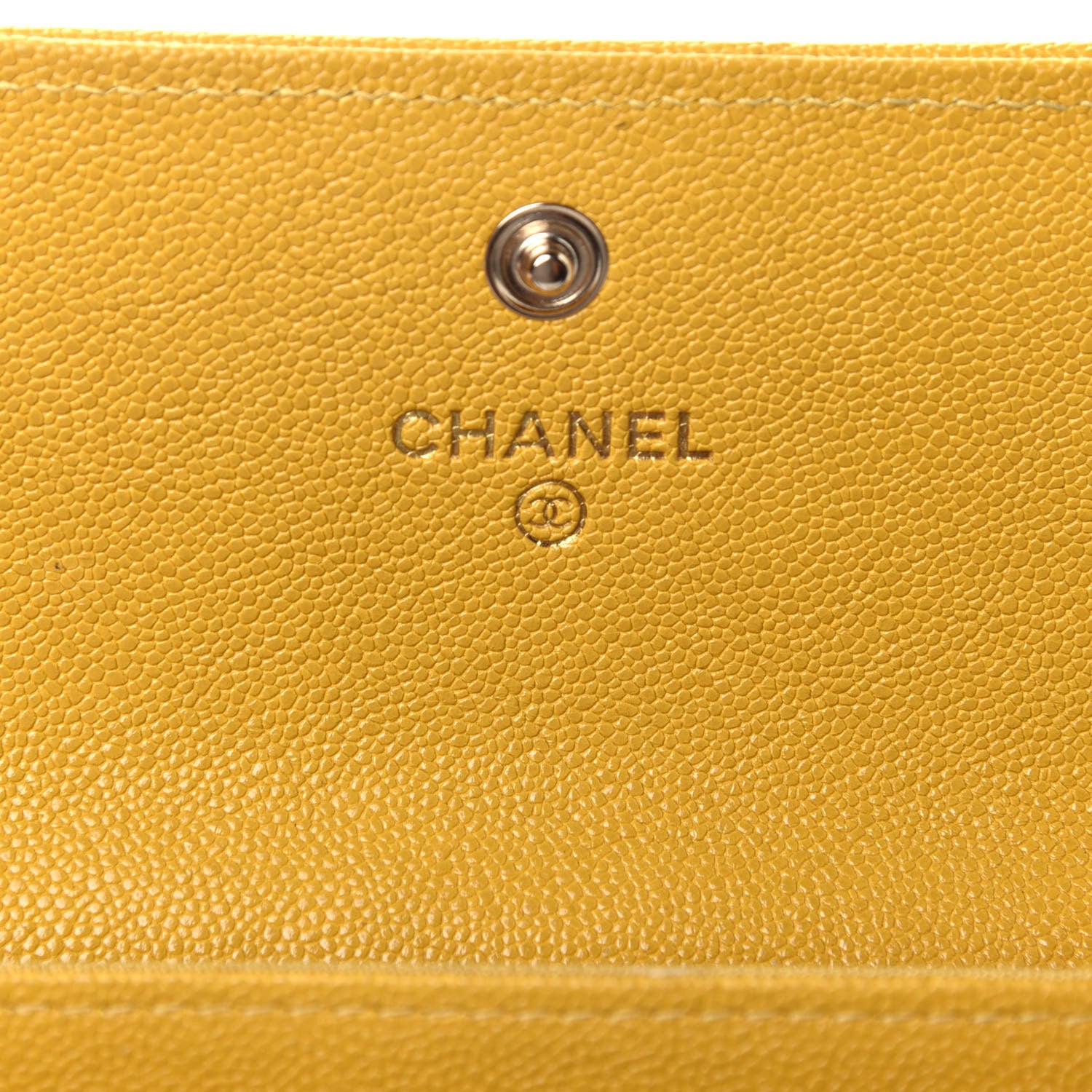 Chanel Caviar Quilted Chevron Boy Card Holder Wallet Yellow 6 of 8