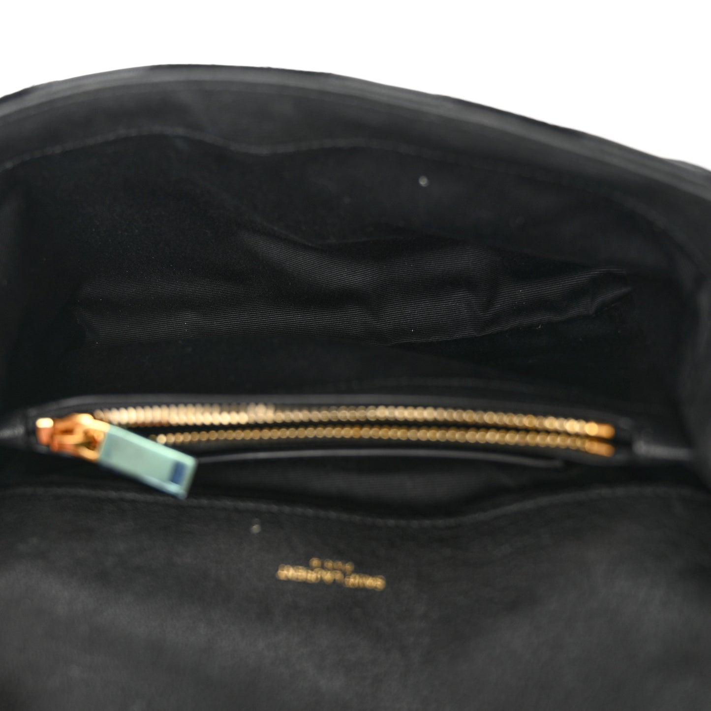 Calfskin Suede Matelasse Chevron Monogram Medium College Bag Black