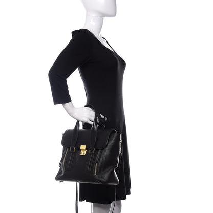 3.1 Phillip Lim 3.1 Textured Calfskin Medium Pashli Satchel Black 3 of 10