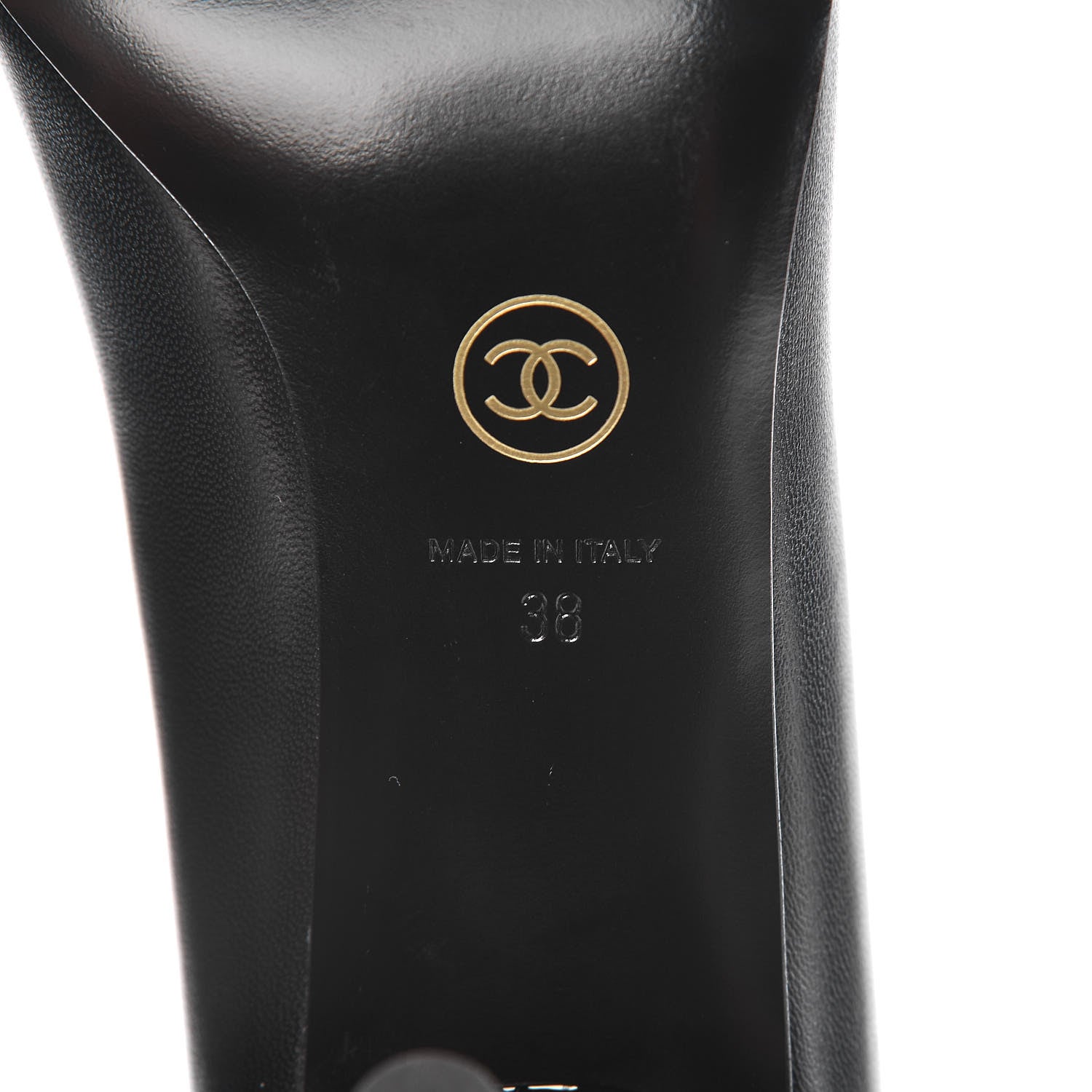 Chanel Lambskin Calfskin Patent Cap Toe CC Pumps 38 Black 6 of 9