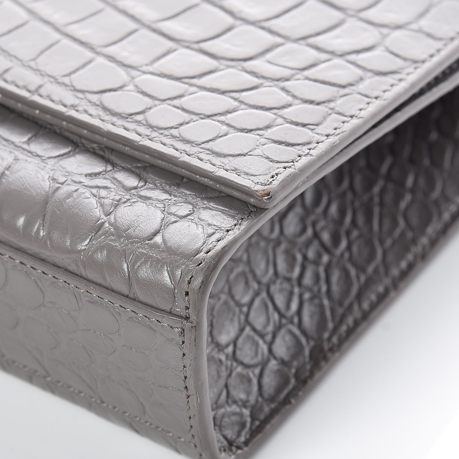Saint Laurent Calfskin Crocodile Embossed Medium Classic Monogram Kate Tassel Satchel Fog 11 of 15