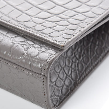 Saint Laurent Calfskin Crocodile Embossed Medium Classic Monogram Kate Tassel Satchel Fog 11 of 15