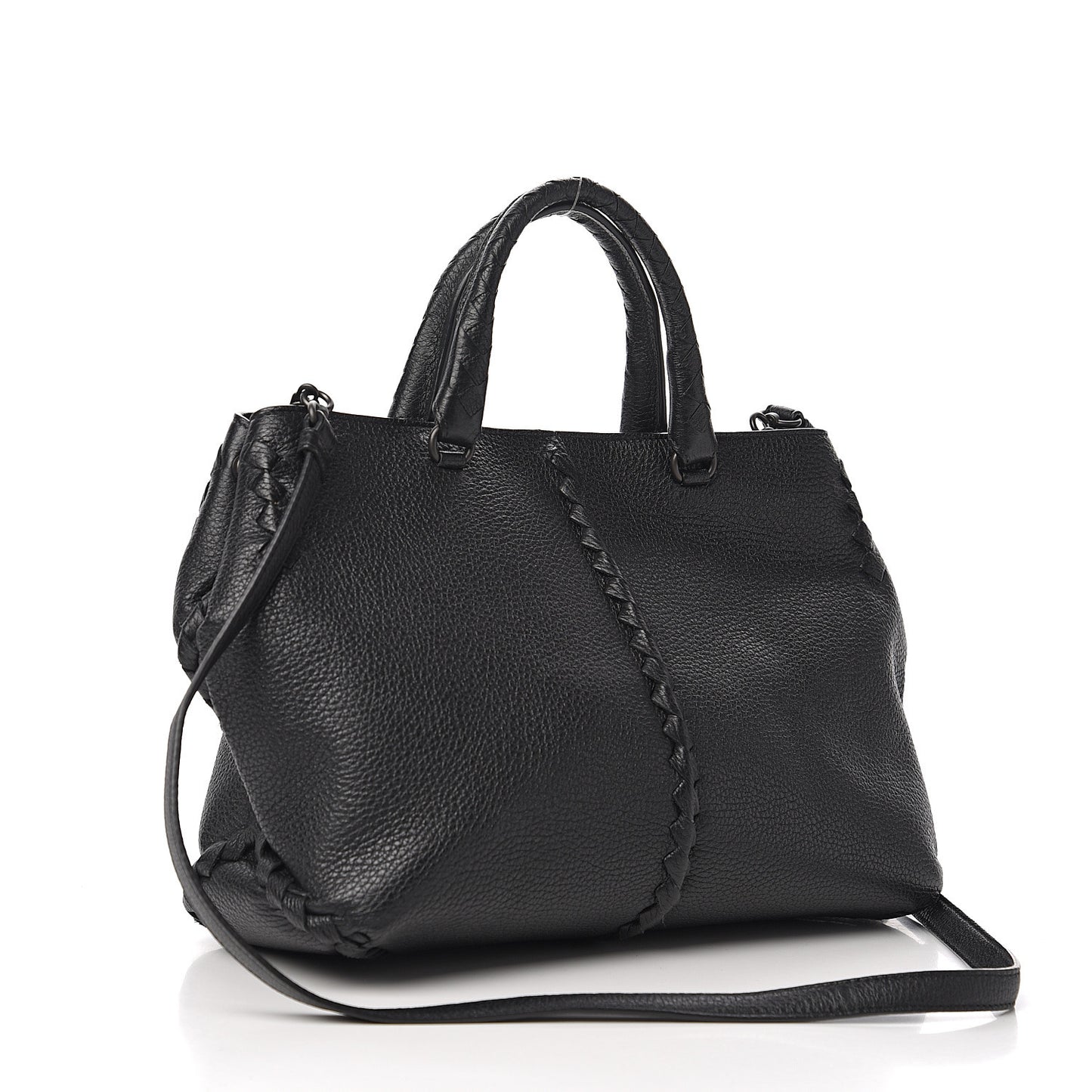 Cervo Deerskin Braided Tote Black