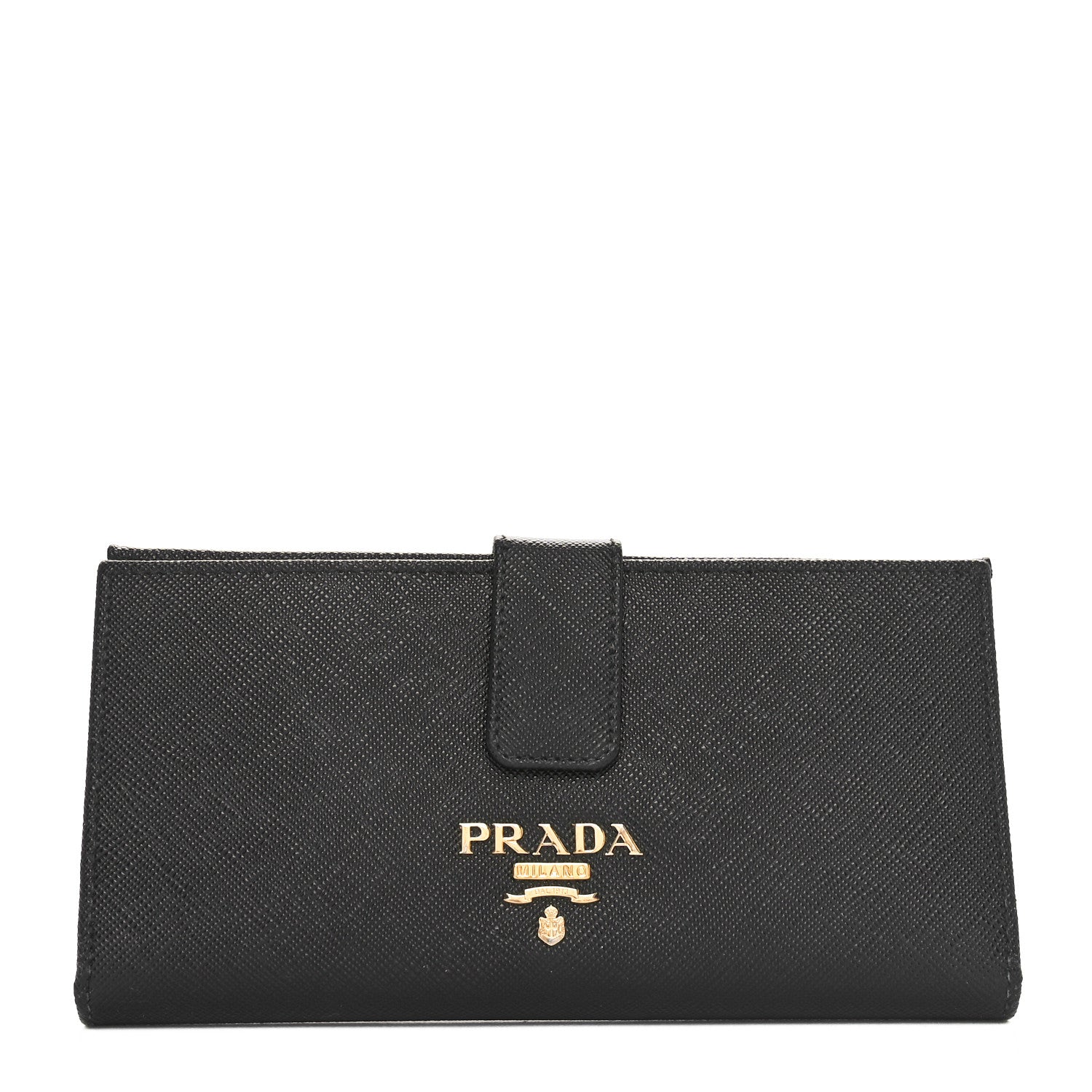 Prada Saffiano Metal Large Wallet Black 1 of 9