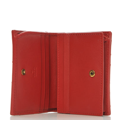 Gucci Calfskin Matelasse GG Marmont Card Case Wallet Hibiscus Red 5 of 9