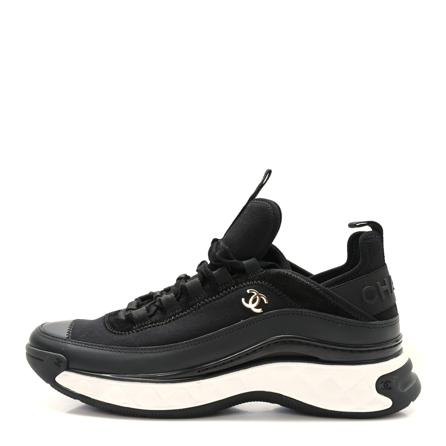 Chanel Velvet Calfskin Mixed Fibers CC Sneakers 40.5 Black 1 of 8