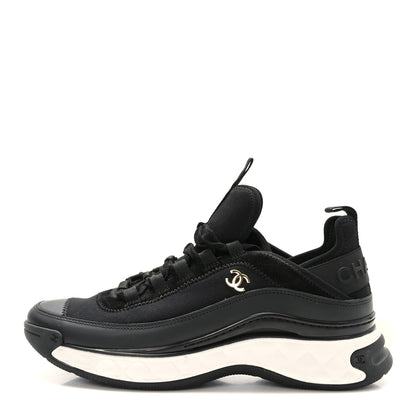 Chanel Velvet Calfskin Mixed Fibers CC Sneakers 40.5 Black 1 of 8