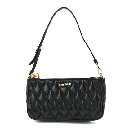 Miu Miu Vitello Shine Quilted Pochette Black 1 of 10