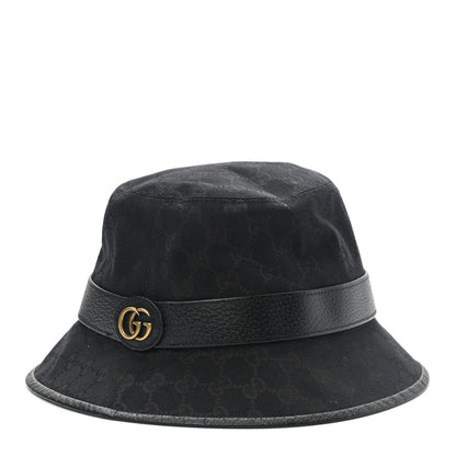 Gucci Monogram Textured Dollar Calfskin GG Jago Bucket Hat L Black 1 of 11