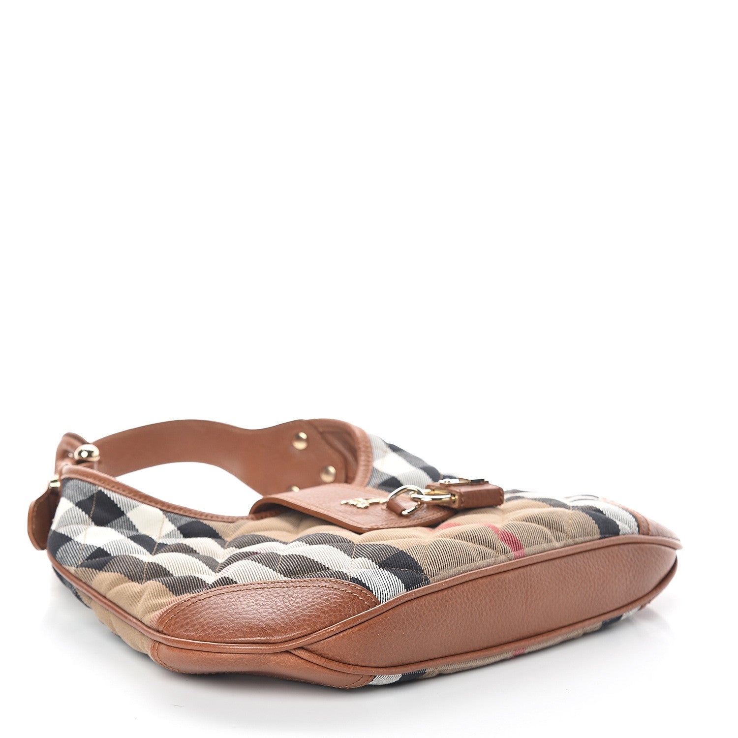 Burberry House Check Quilted Small Brook Hobo Brown 3 of 8
