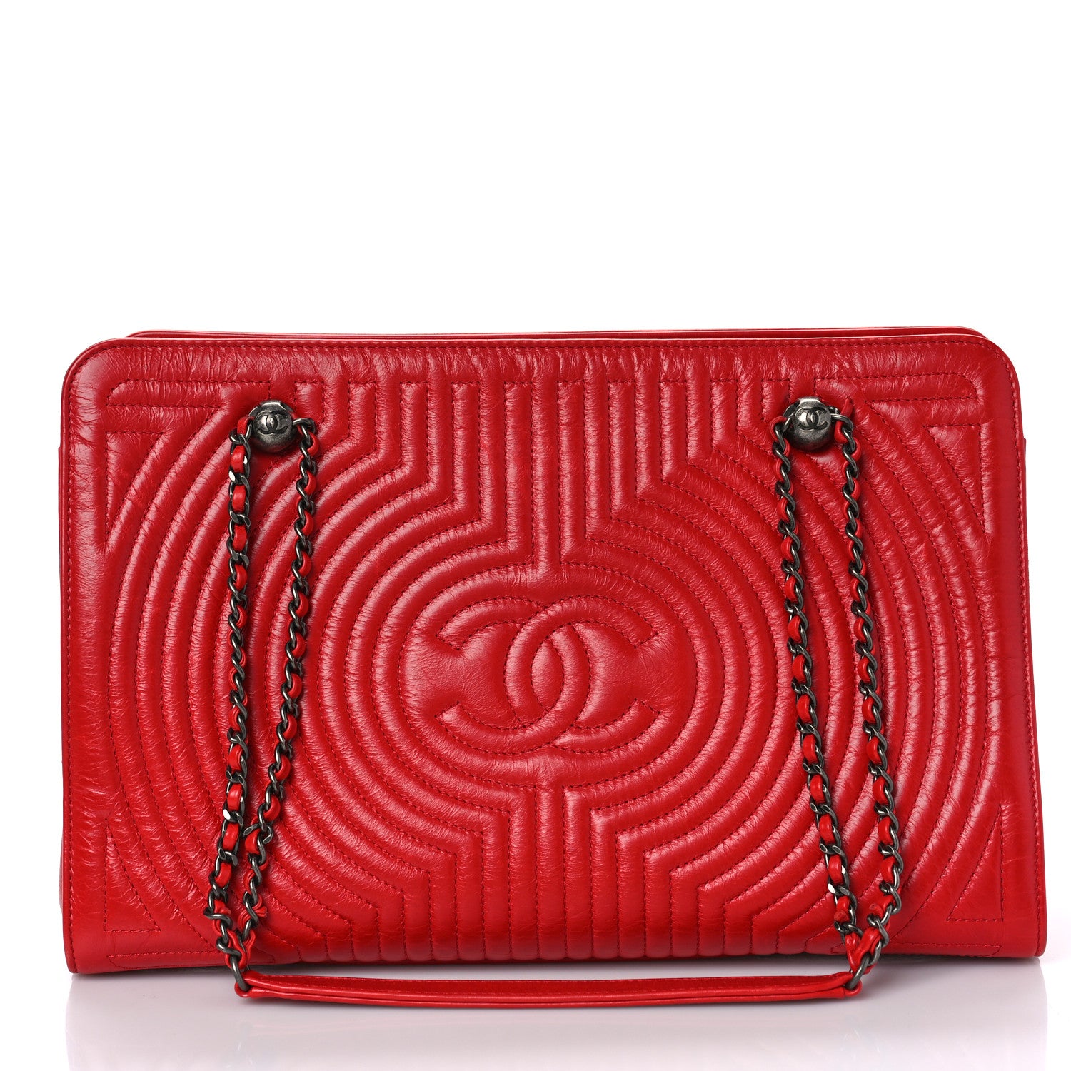 Chanel Glazed Calfskin Quilted Korean Garden Tote Red 2 of 13