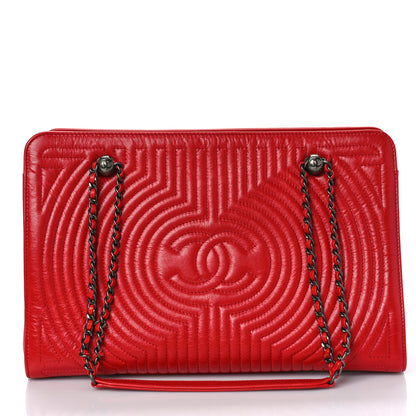 Chanel Glazed Calfskin Quilted Korean Garden Tote Red 2 of 13