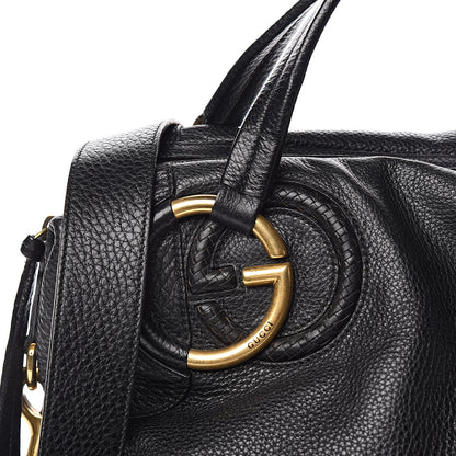 Gucci Pebbled Calfskin Twill Medium Top Handle Satchel Black 13 of 13