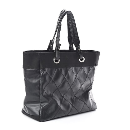 Chanel Coated Canvas Quilted Large Paris Biarritz Tote Black 3 of 10