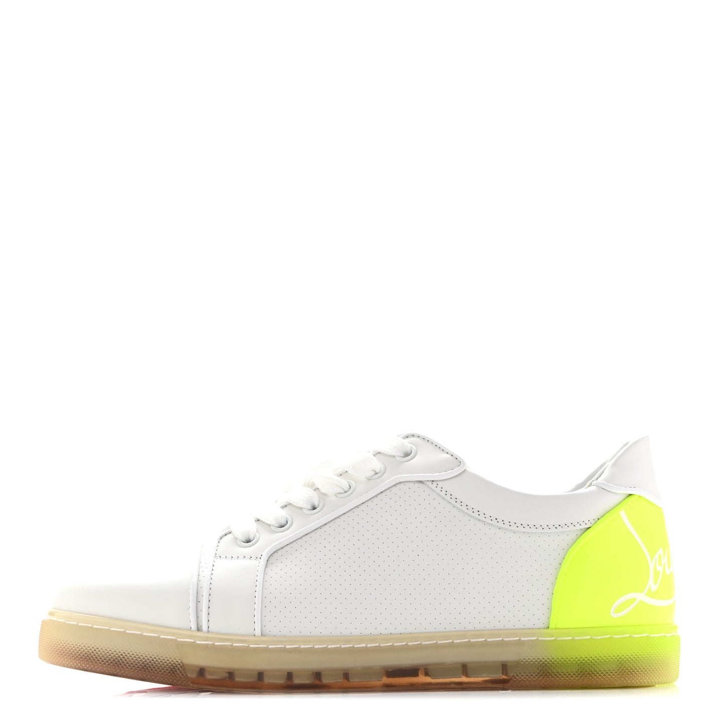 Calfskin Perforated Womens Fun Vieira Orlato Flat Sneakers 39.5 White Fluo Yellow
