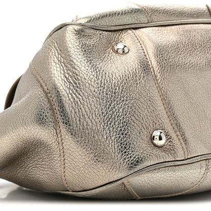 Prada Metallic Vitello Daino Pushlock Shoulder Bag Peltro 10 of 21