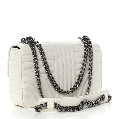 Prada Soft Calfskin Impunture Diagramme Medium Chain Flap Shoulder Bag White 4 of 12