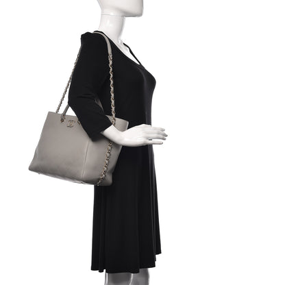 Chanel Calfskin Stitched Medium Shopping Tote Grey 2 of 12